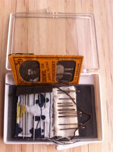 I put an old photograph of two sisters inside the envelope for No. 39 crewel needles.